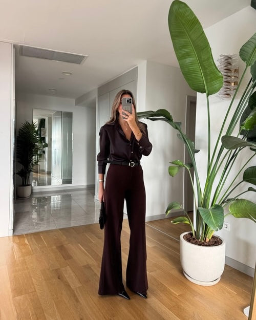 Moss high waist belted trousers