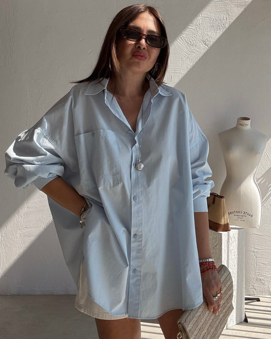 Oversized single pocket shirt