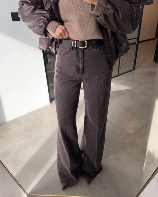 Wide leg Mona brown washed jeans