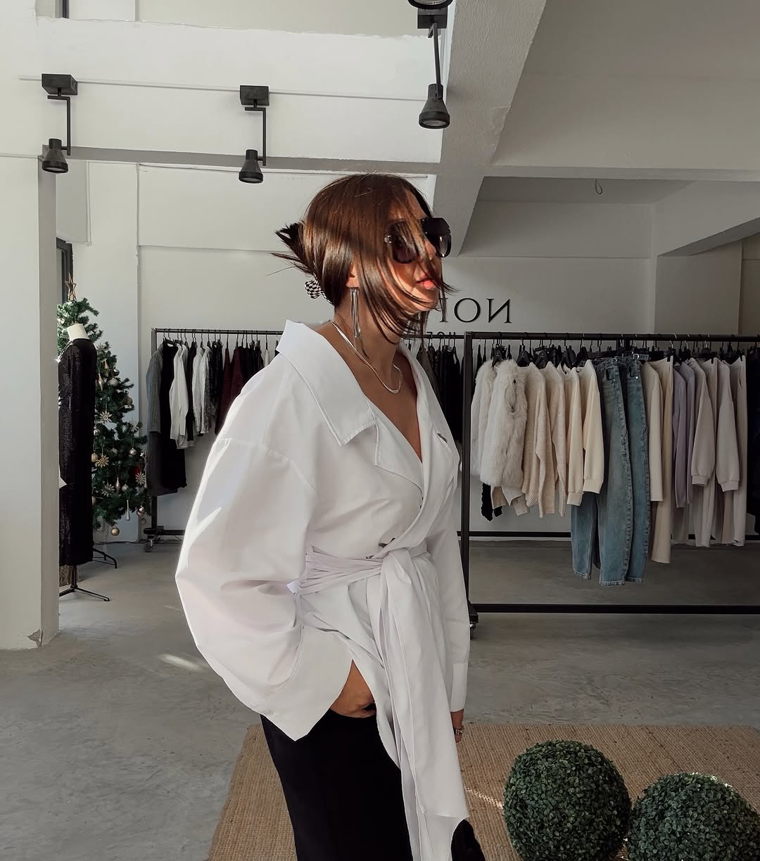 White double breasted kimono model shirt