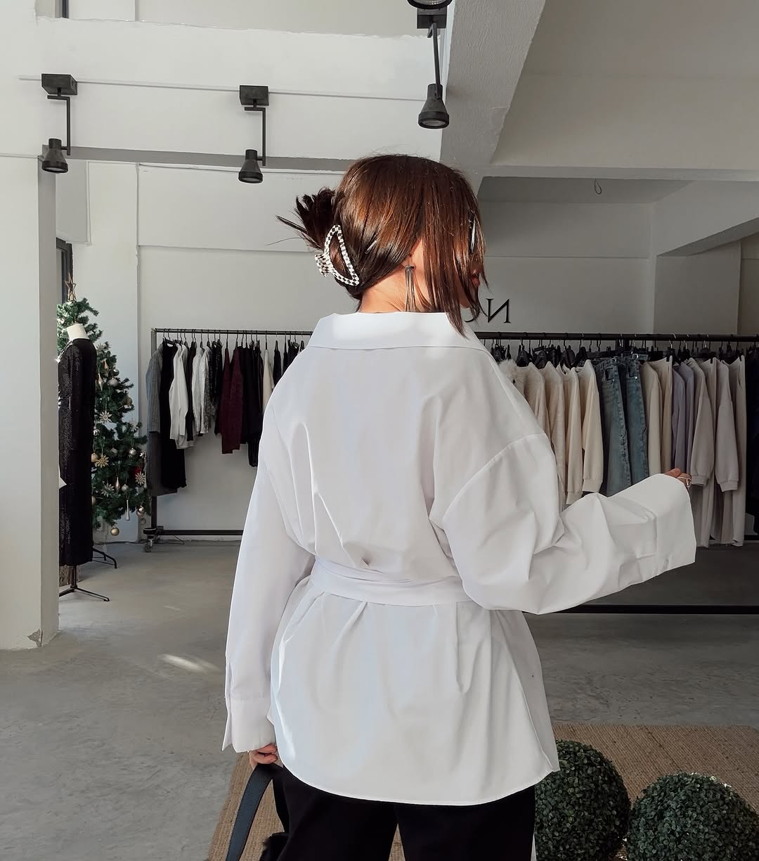 White double breasted kimono model shirt