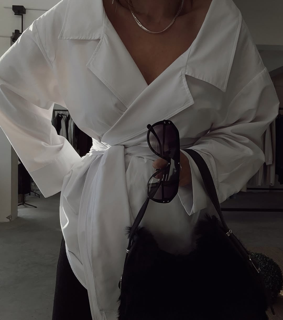 White double breasted kimono model shirt