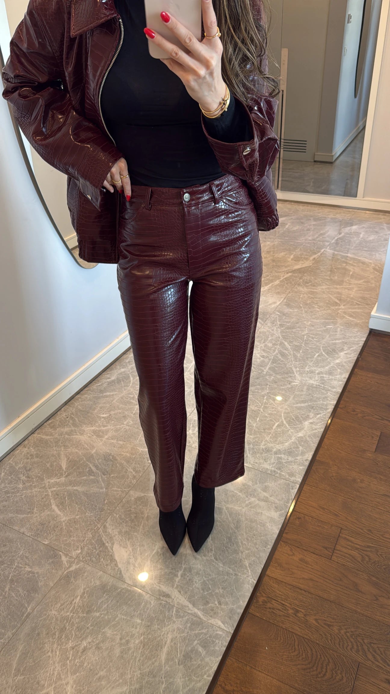 Crocodile leather trousers