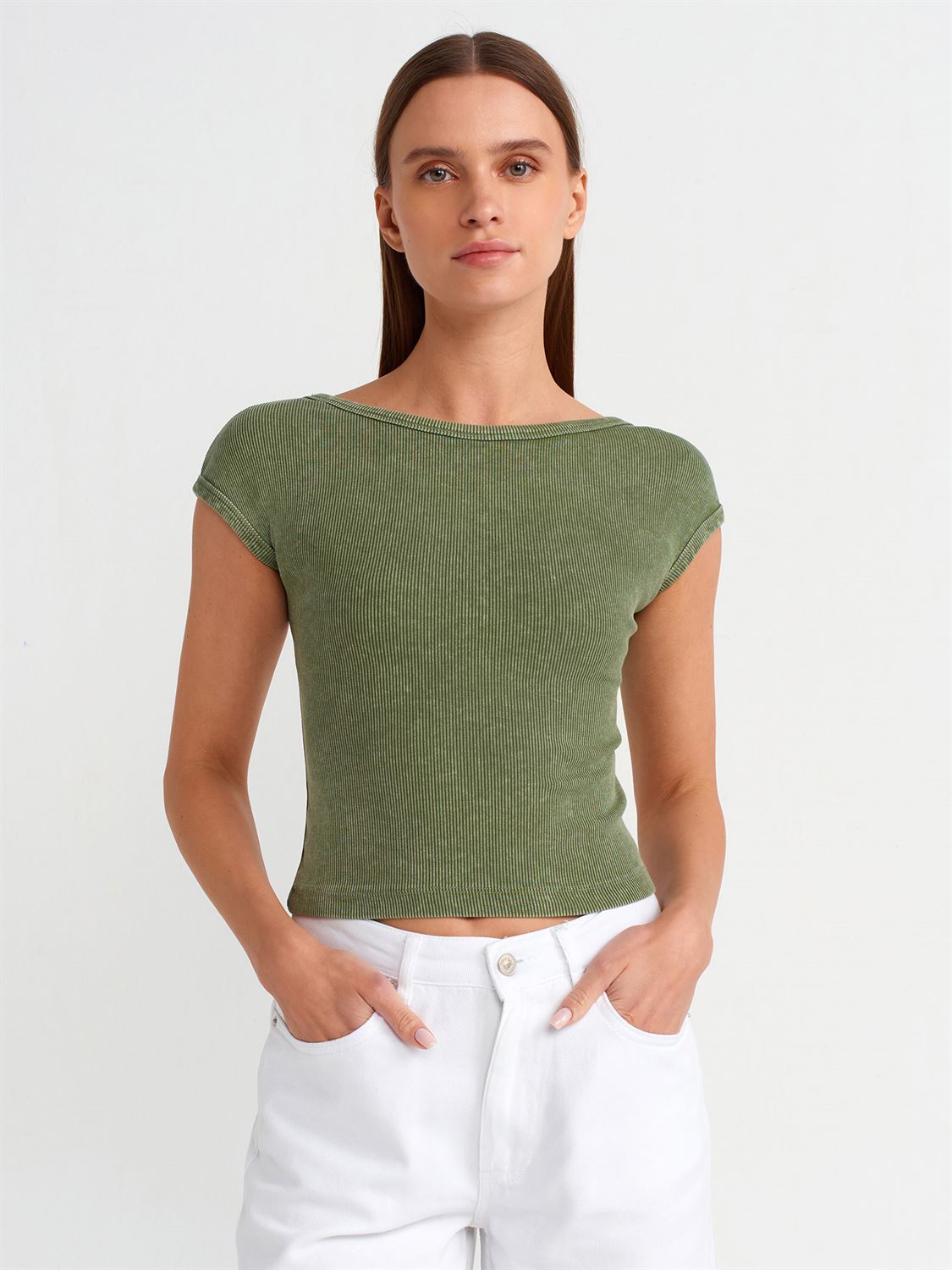 Open Back Stretch Crop T-shirt