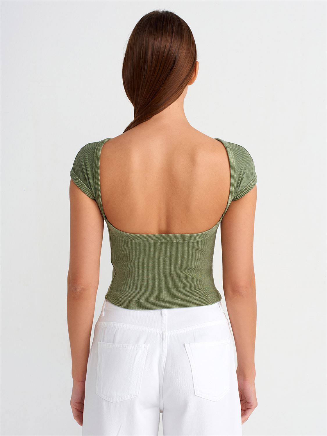 Open Back Stretch Crop T-shirt