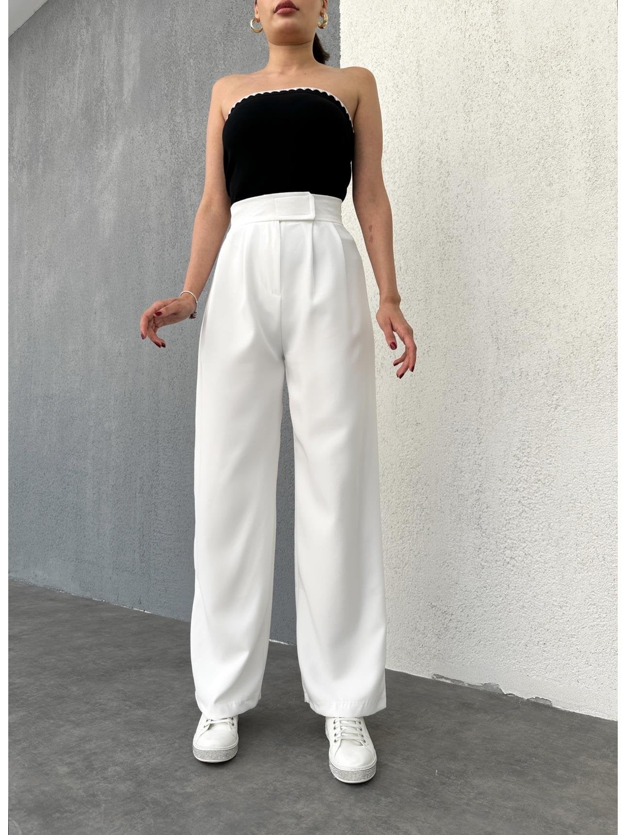 Velcro Detailed Palazzo Pants