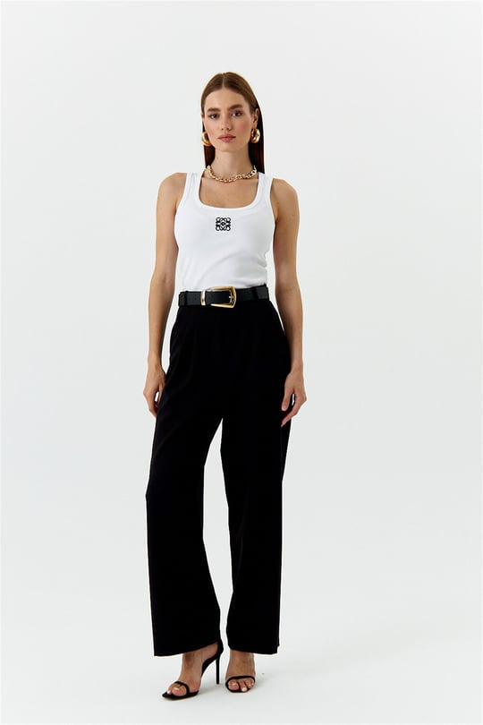 Darted Palazzo Trousers