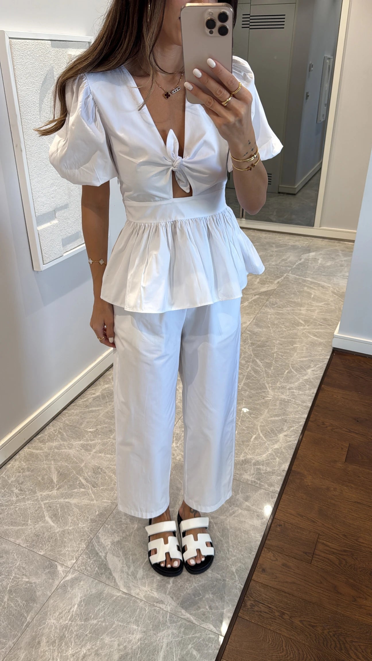 Rolled short sleeve trousers suit