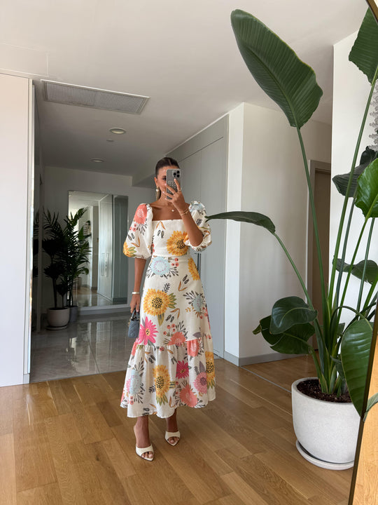 Floral watermelon sleeve dress