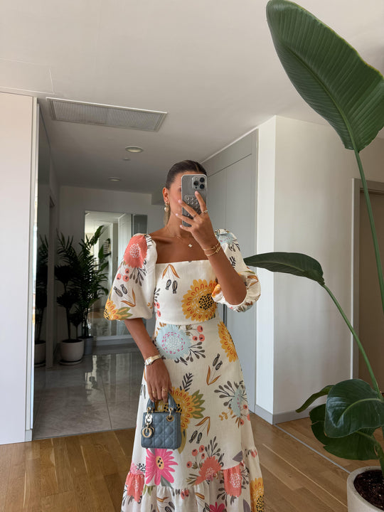 Floral watermelon sleeve dress