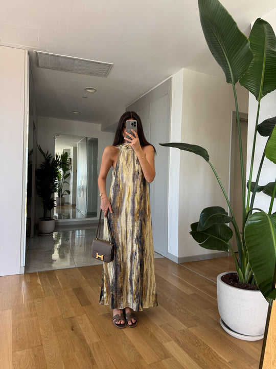 Tie dye pattern halter neck