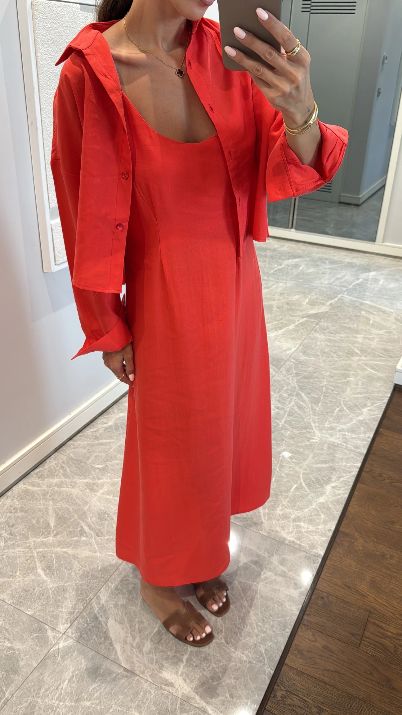 Shirt dress two piece suit