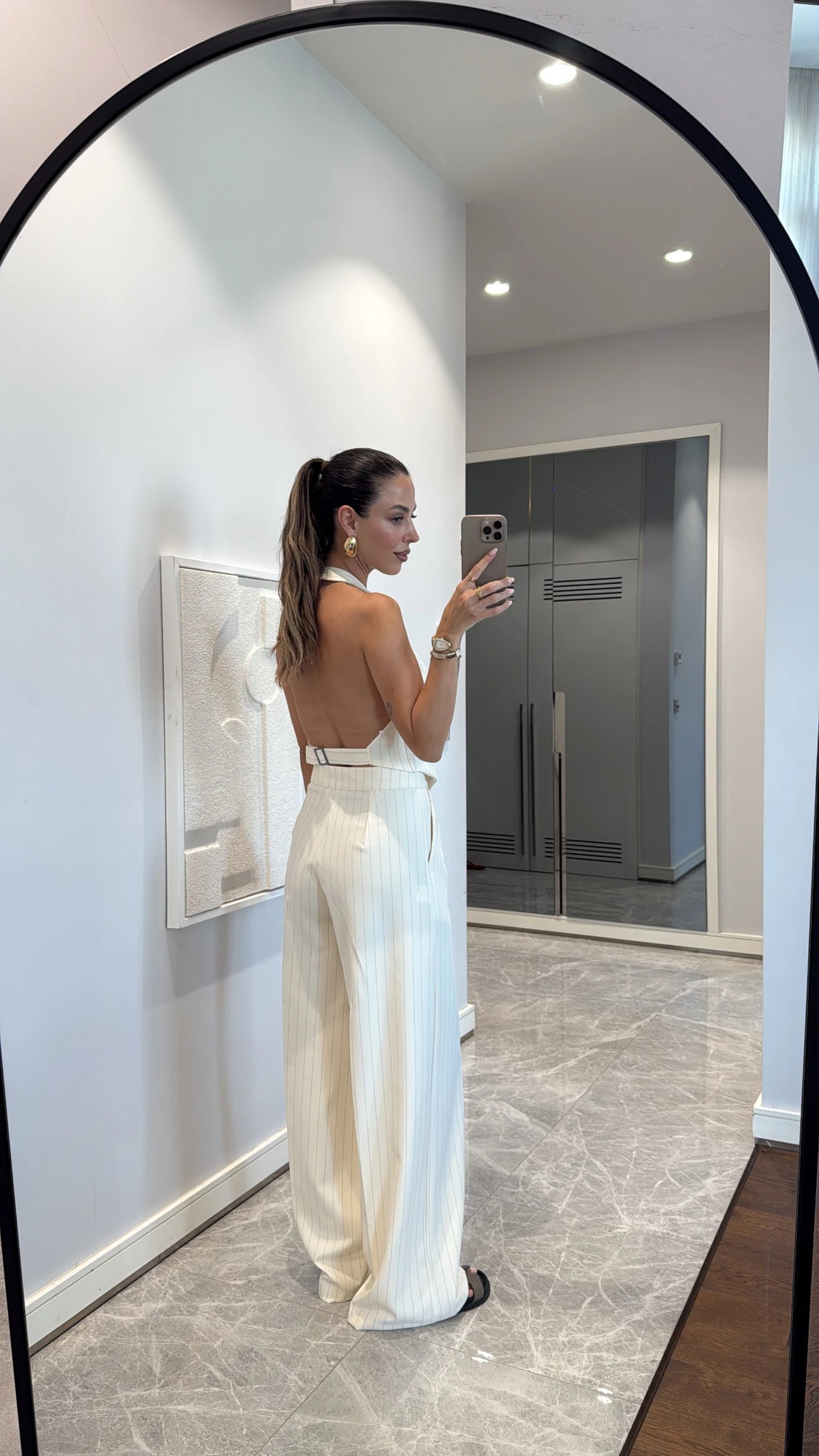 Modern fit striped pants vest set