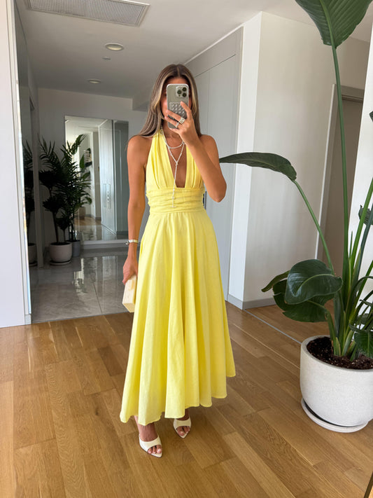Bowli halter neck tie dress