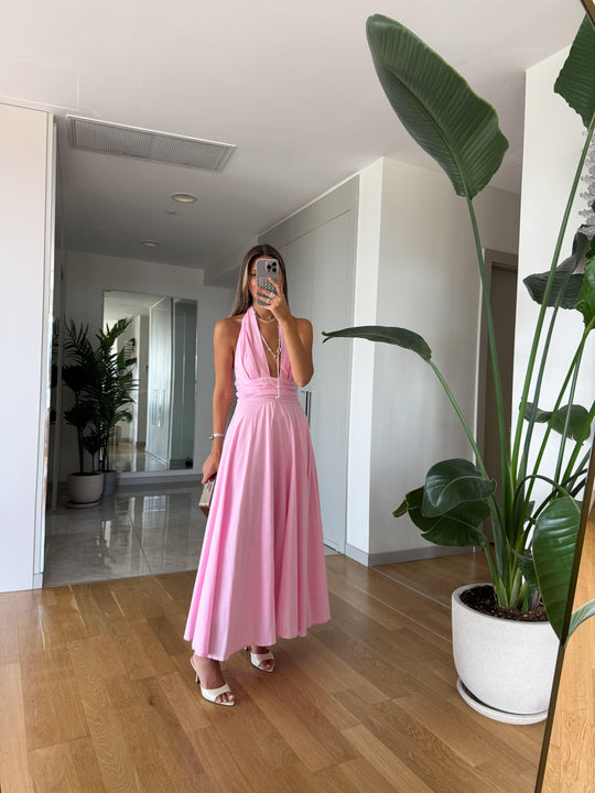 Bowli halter neck tie dress