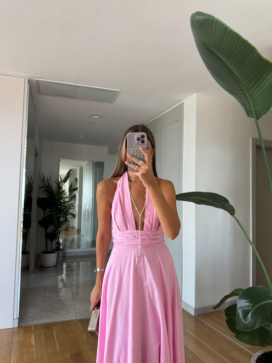 Bowli halter neck tie dress