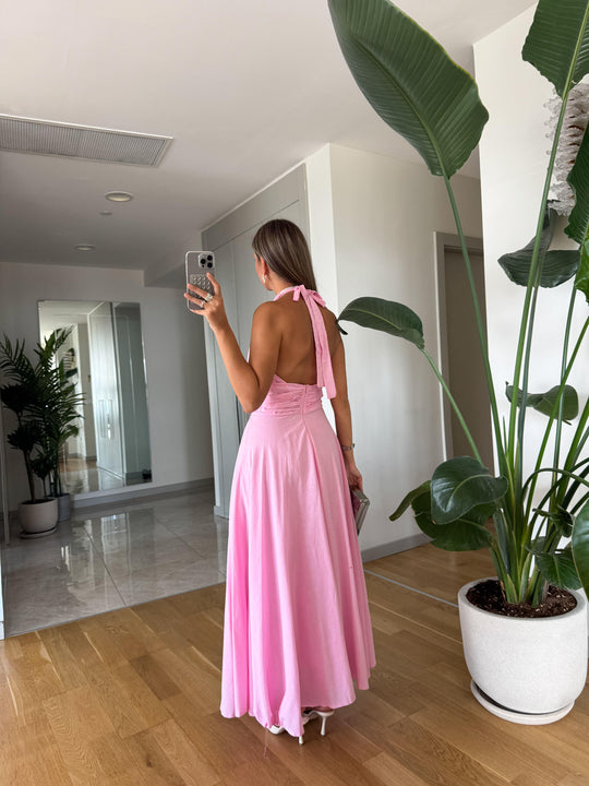 Bowli halter neck tie dress