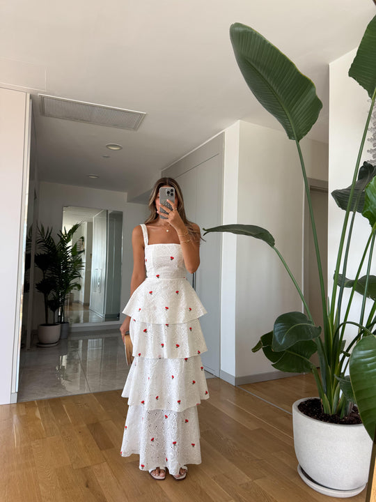 Layered back tie cutout dress