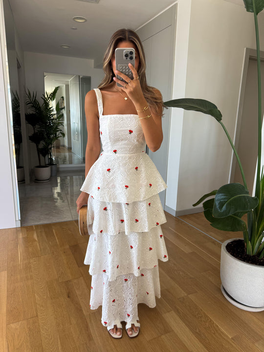 Layered back tie cutout dress