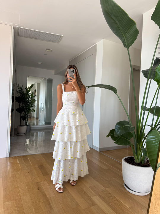 Layered back tie cutout dress