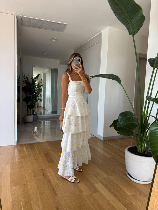 Layered back tie cutout dress