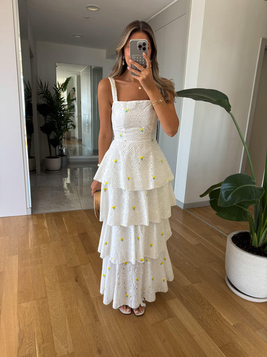 Layered back tie cutout dress
