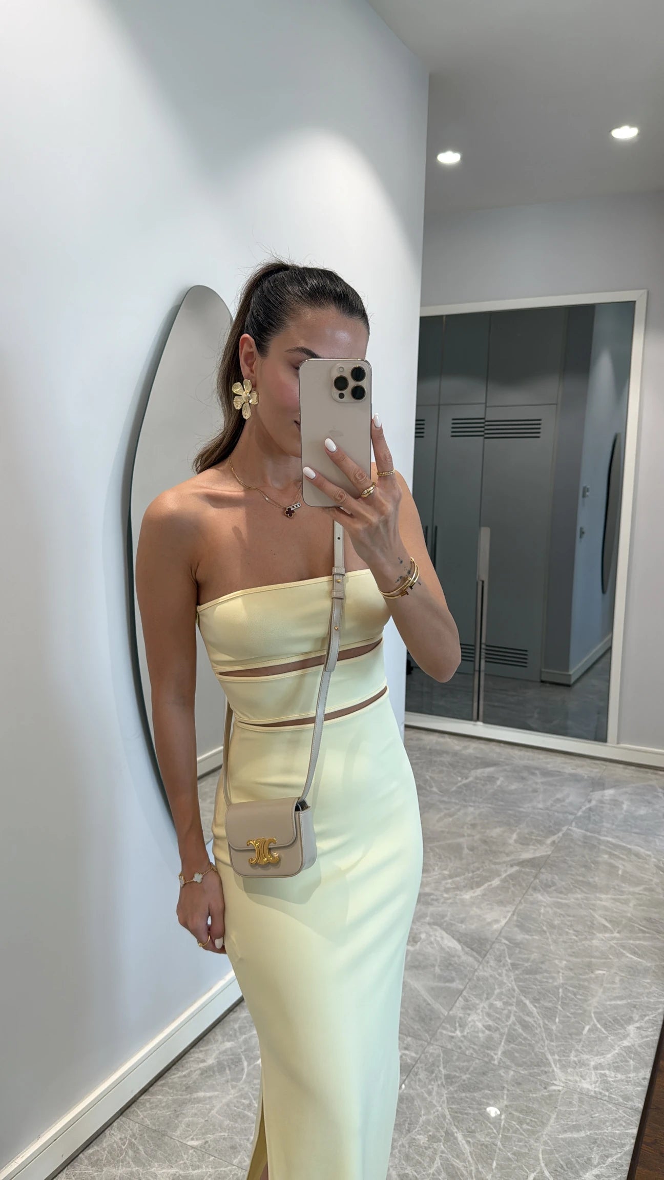 strapless cut-out detail midi dress