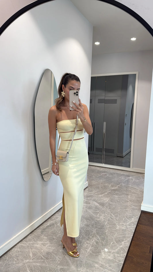 strapless cut-out detail midi dress