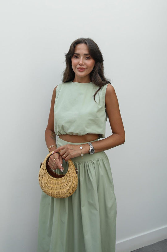 Elastic crop skirt set