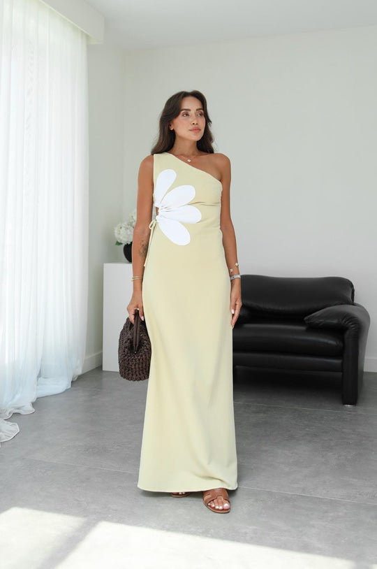 Side-drop floral dress