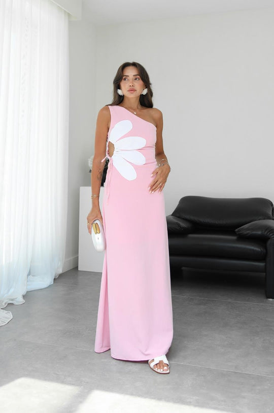 Side-drop floral dress