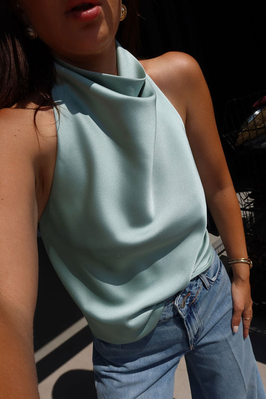 Backless satin blouse