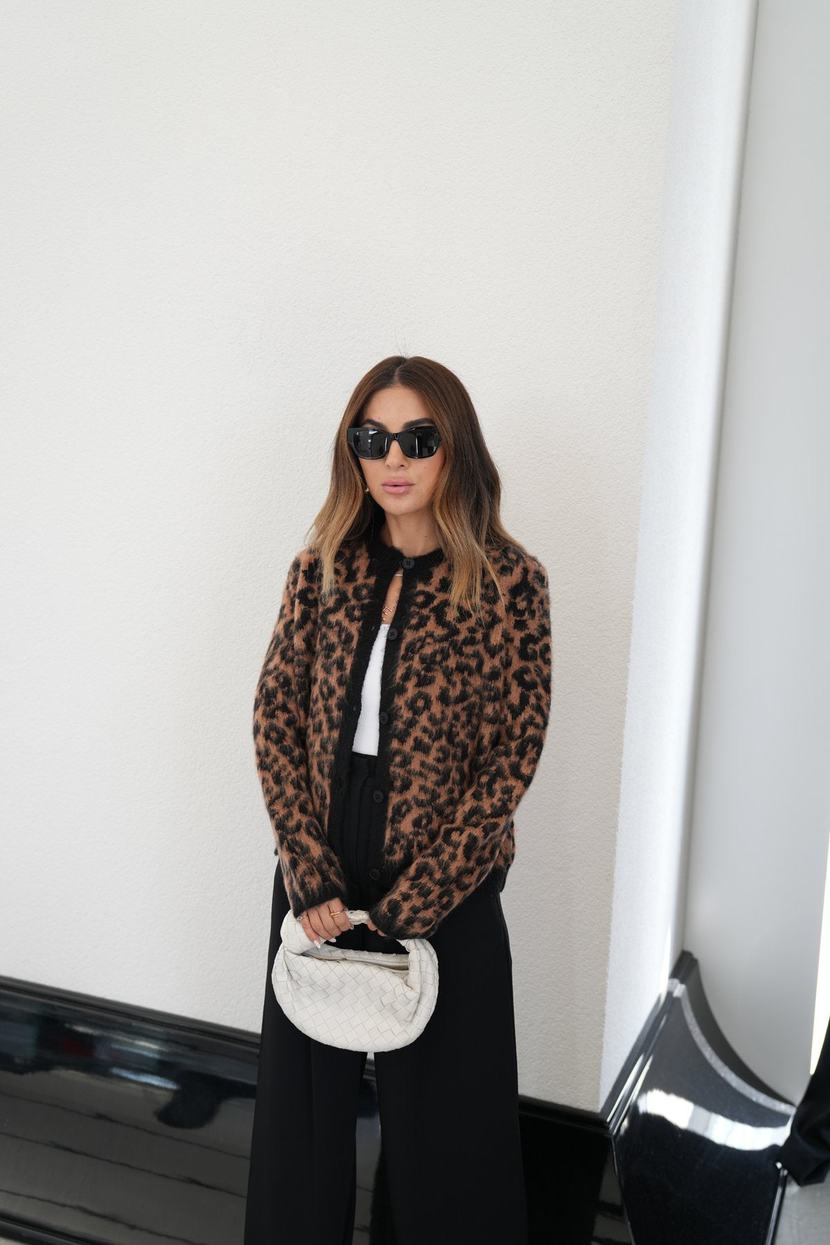 Leopard print button cardigan.