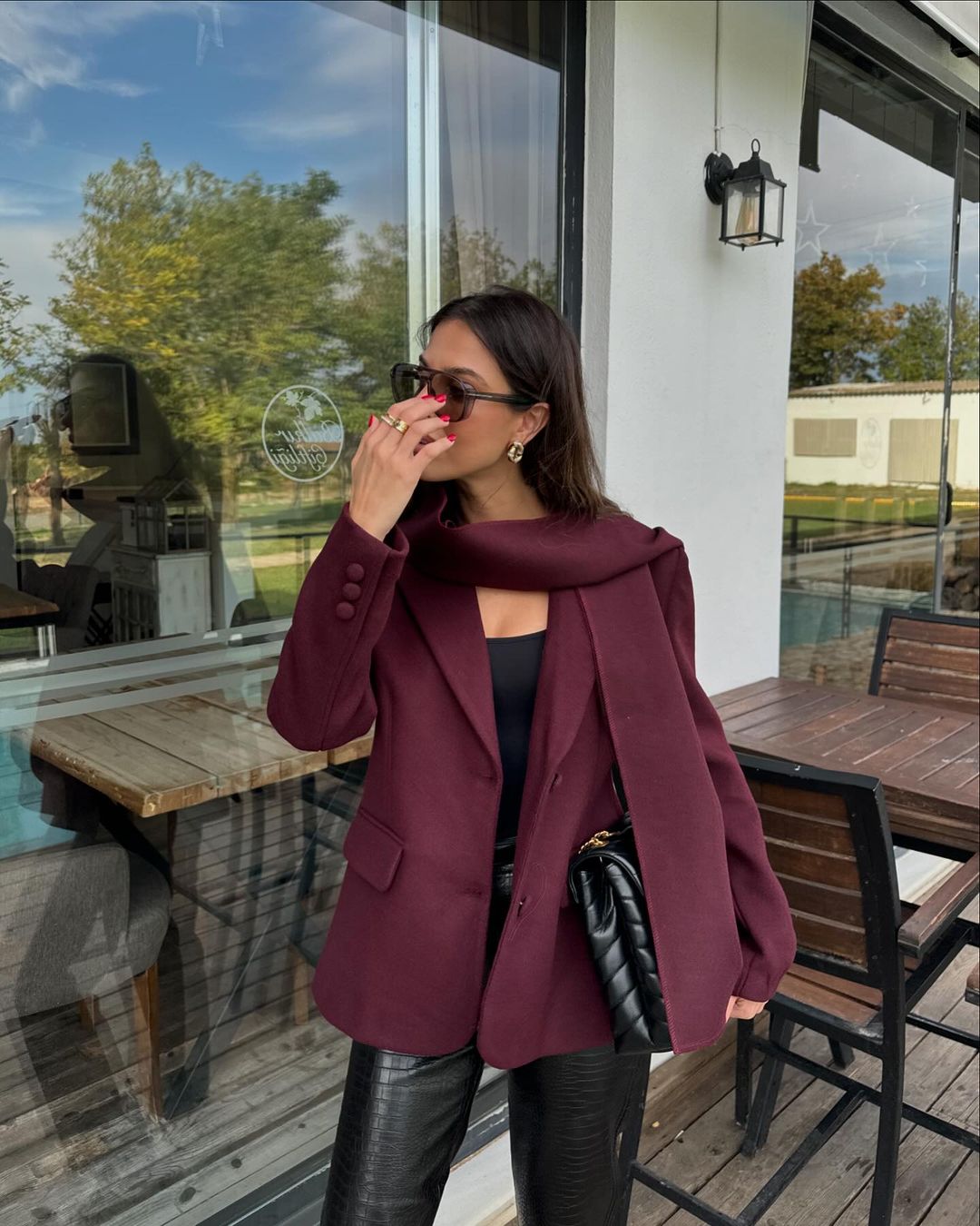 Plum shawl detailed blazer