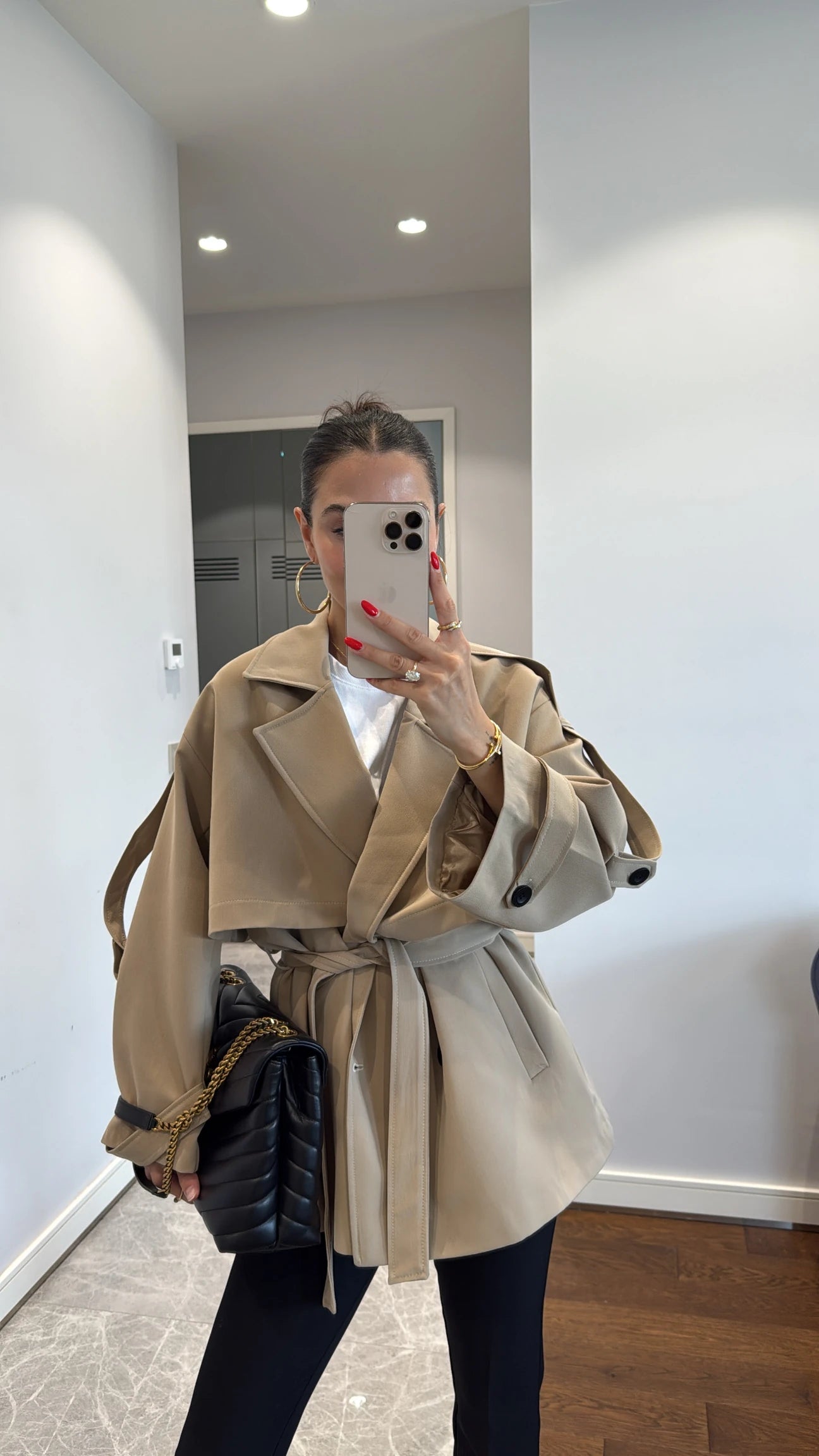 Oversized drop shoulder trench coat
