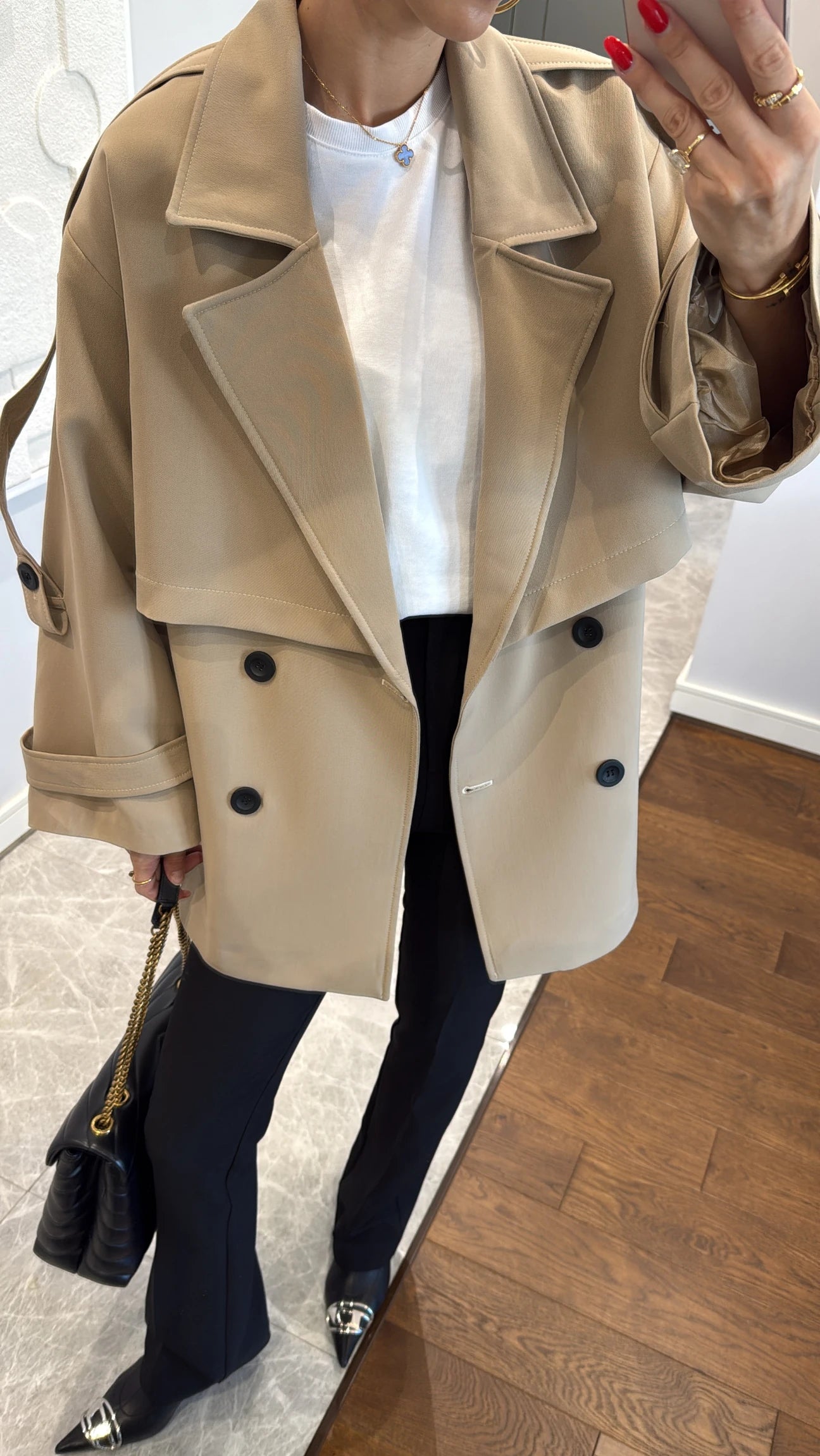 Oversized drop shoulder trench coat