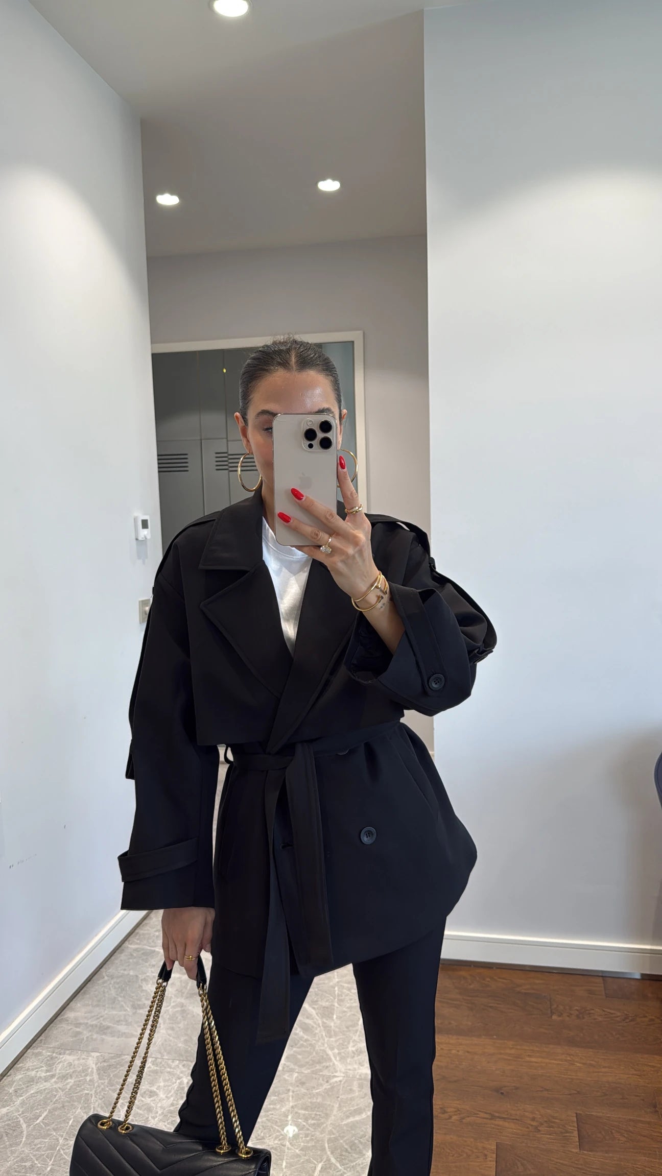 Oversized drop shoulder trench coat