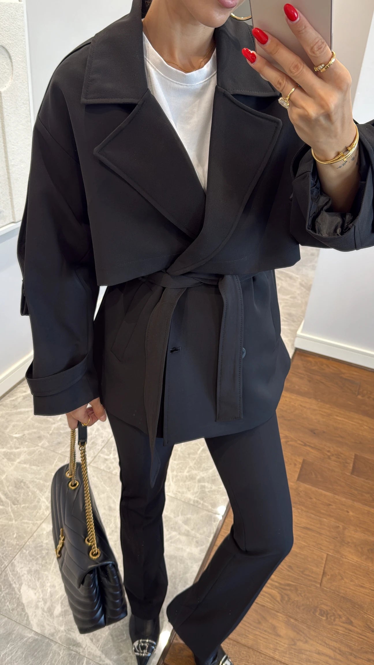 Oversized drop shoulder trench coat