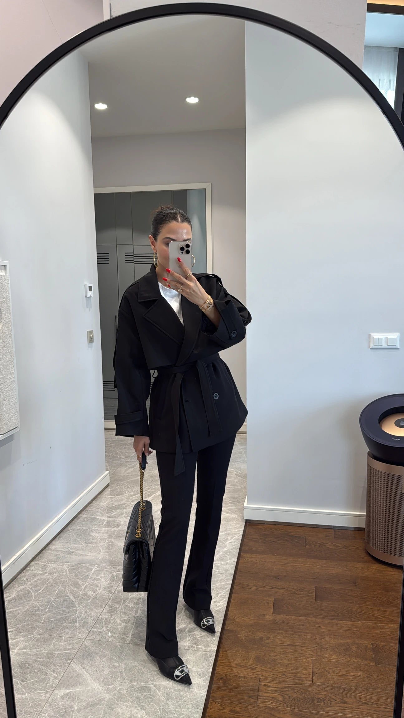Oversized drop shoulder trench coat