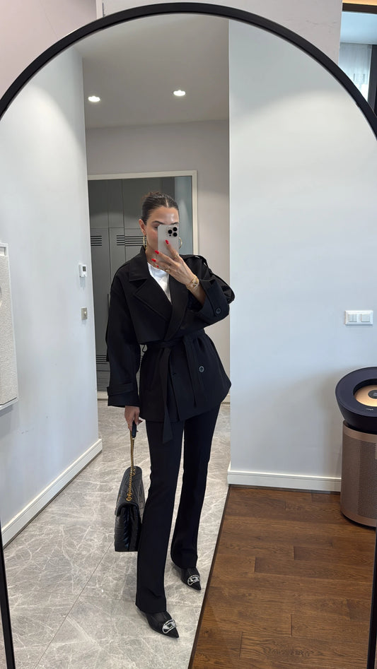Oversized drop shoulder trench coat