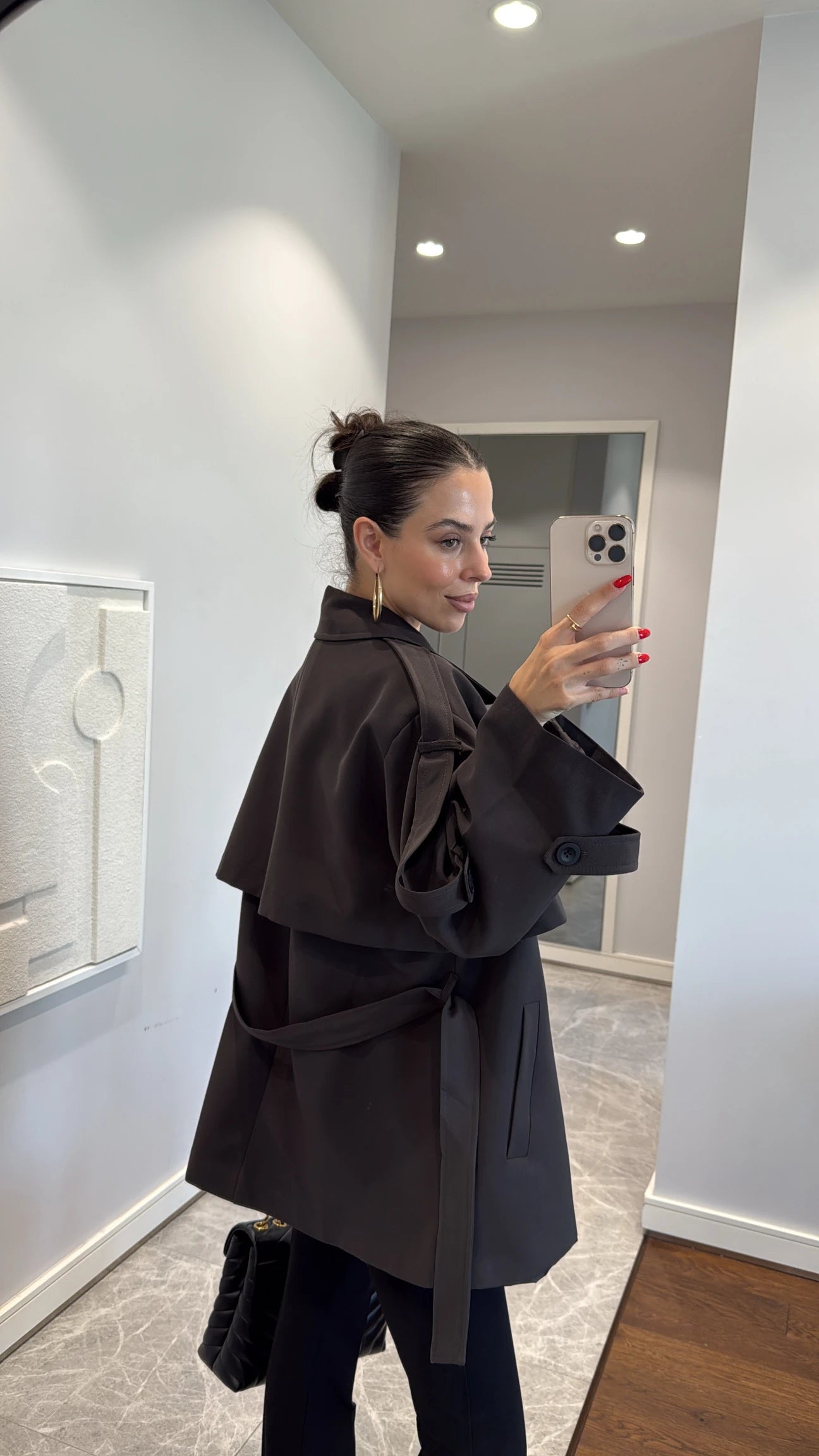 Oversized drop shoulder trench coat