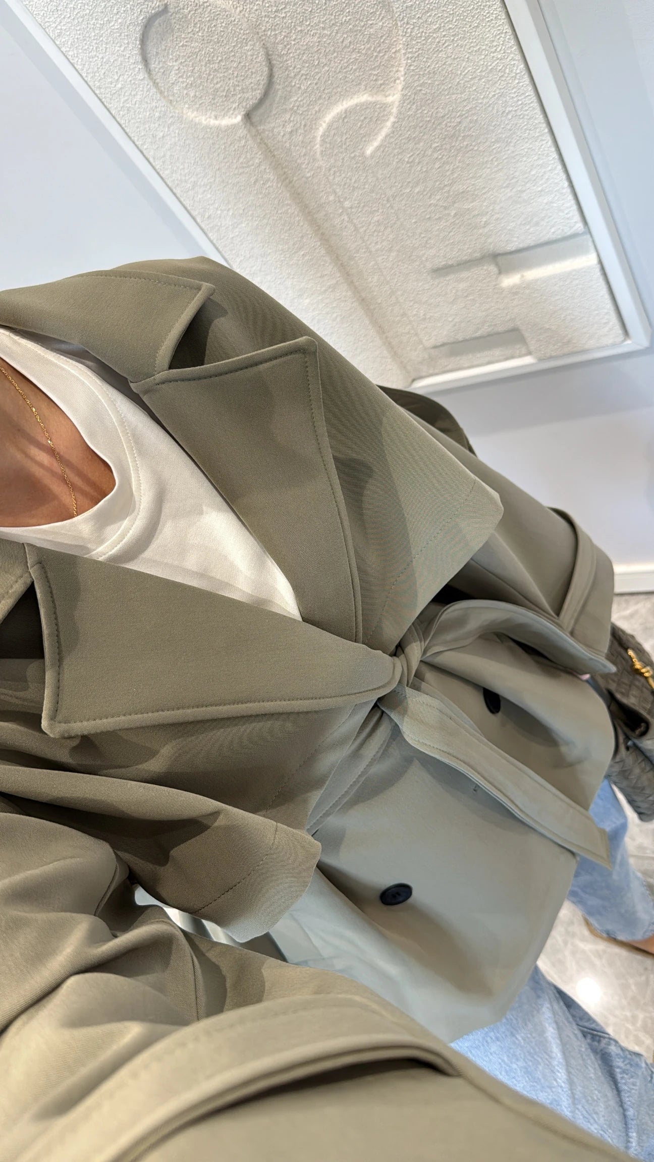 Oversized drop shoulder trench coat
