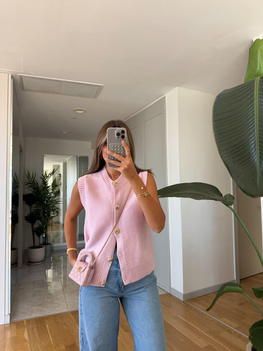 Gold buttoned knit vest