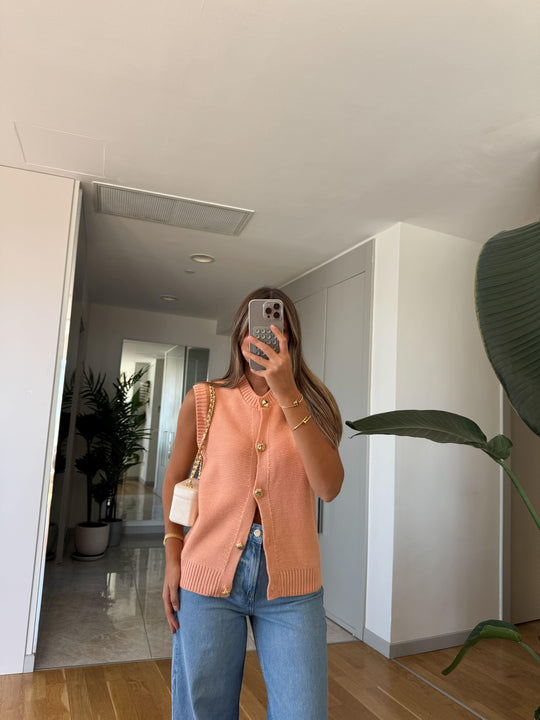 Gold buttoned knit vest