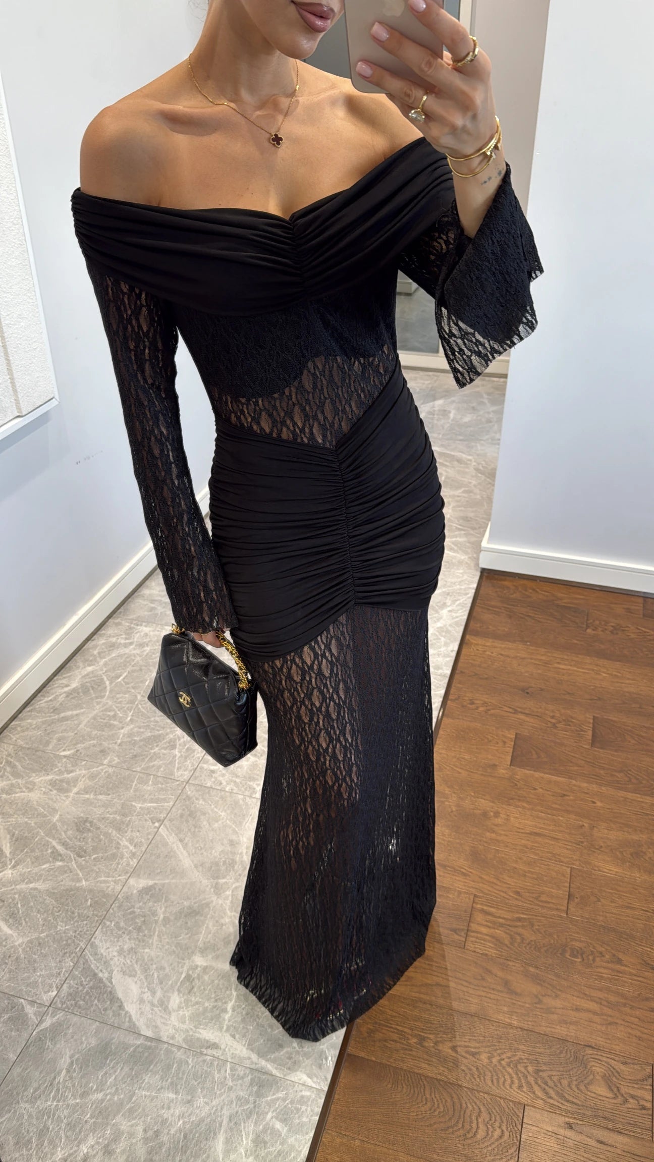 Madonna collar lace detailed dress