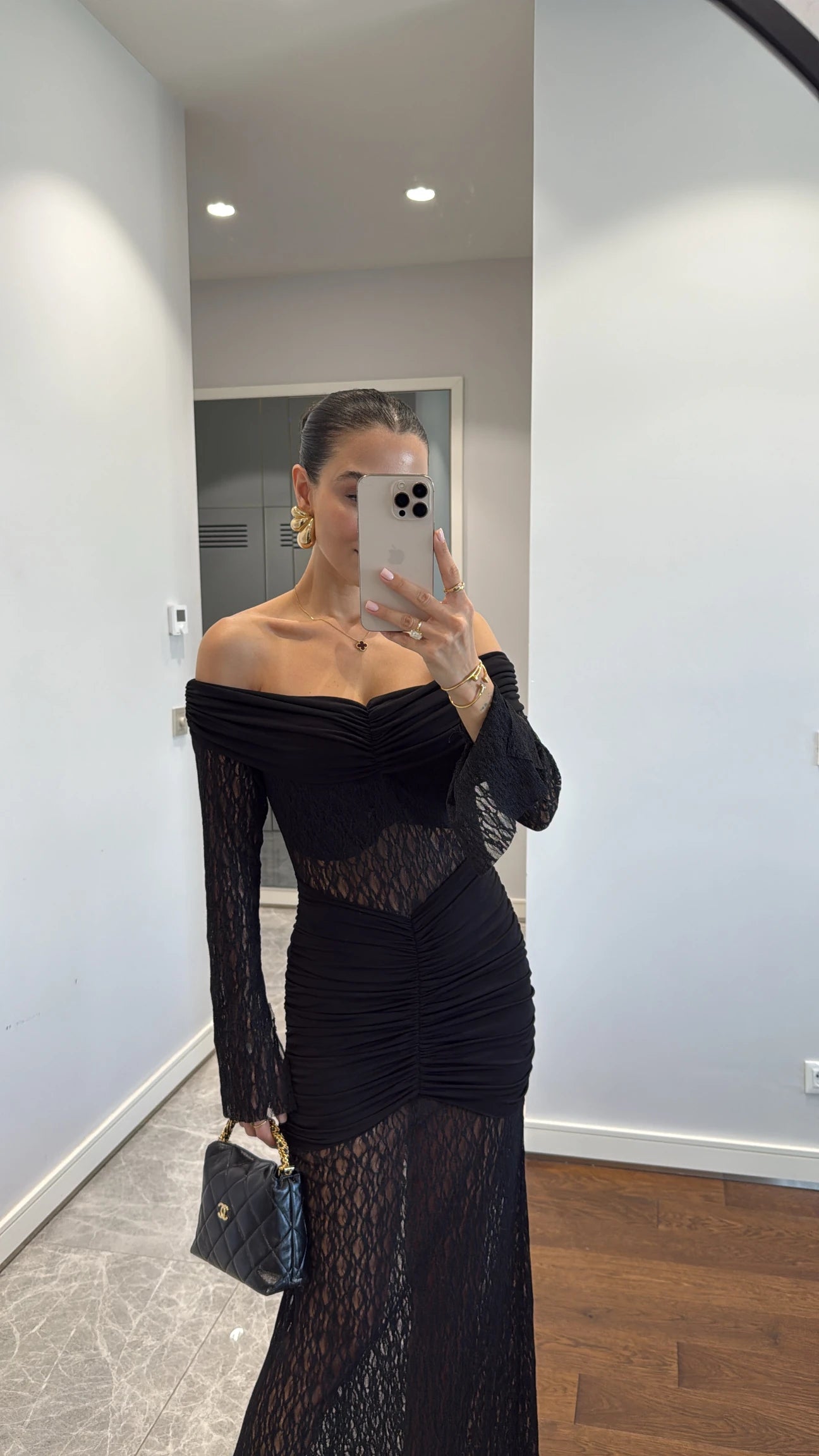Madonna collar lace detailed dress