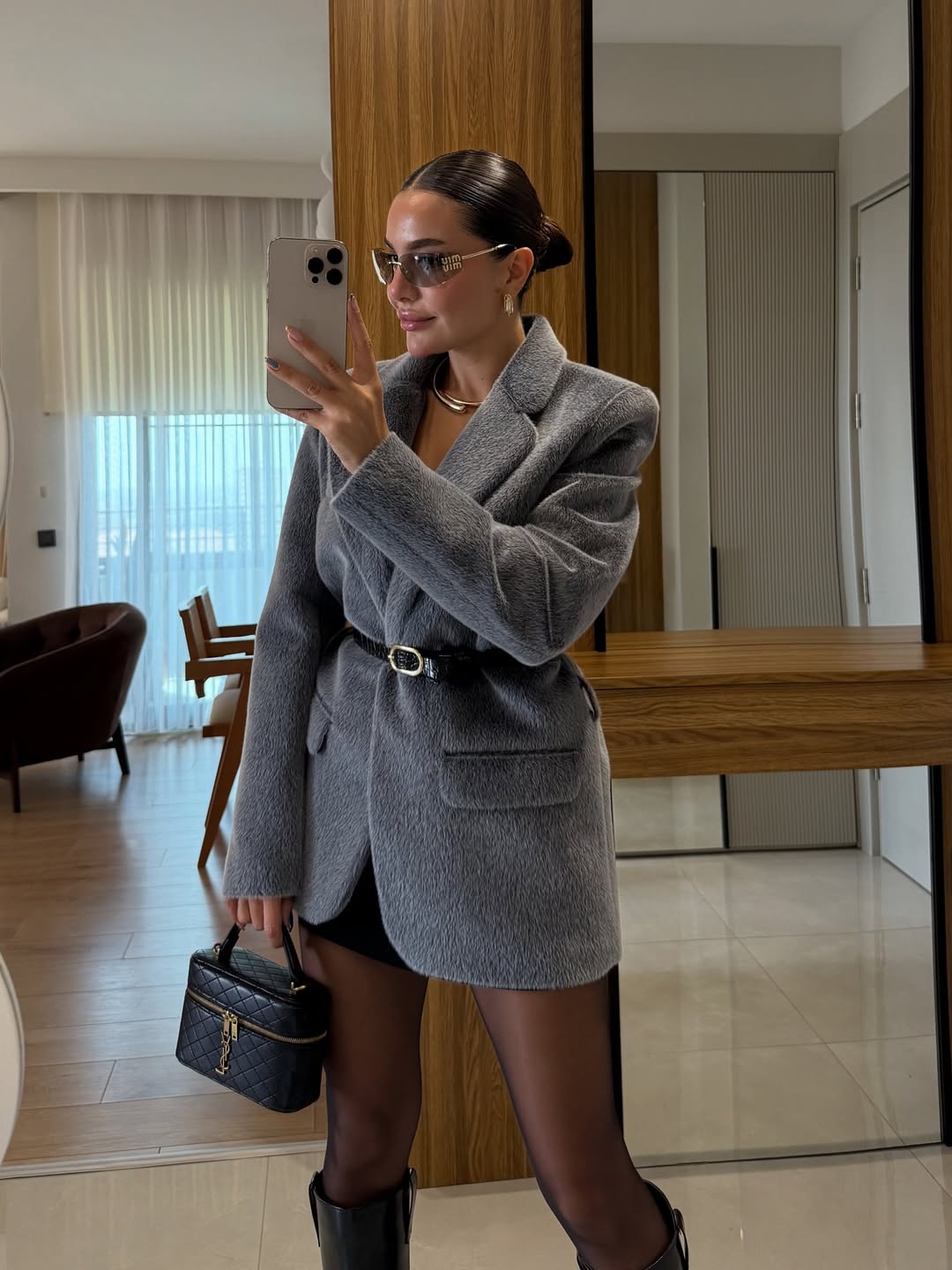 Aisha textured premium belted blazer
