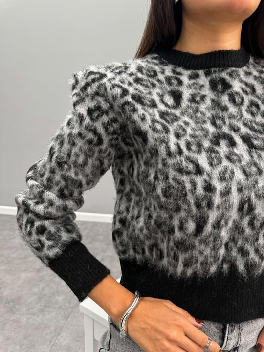 Leo pattern wool blend sweater