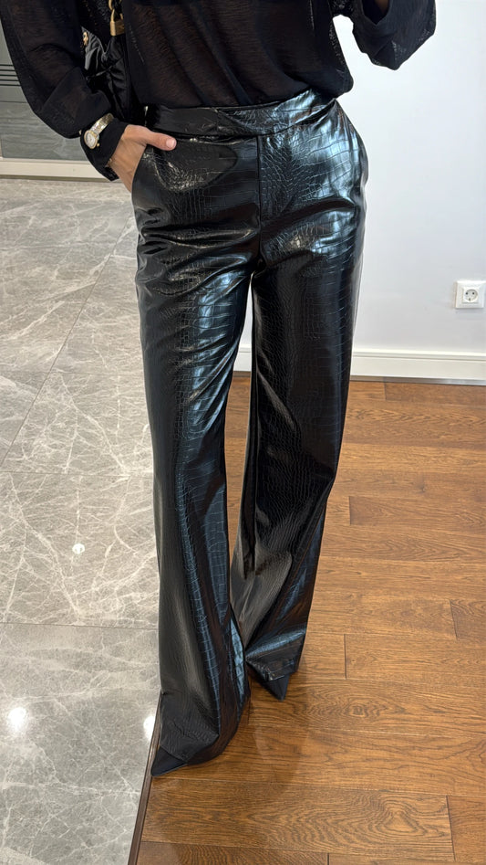 Croco leather trousers