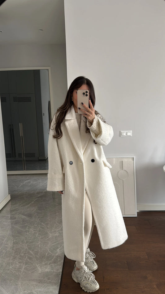 Ecru lined double sleeve long coat